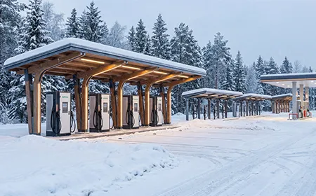 Snowy Gas Station & Charging Center